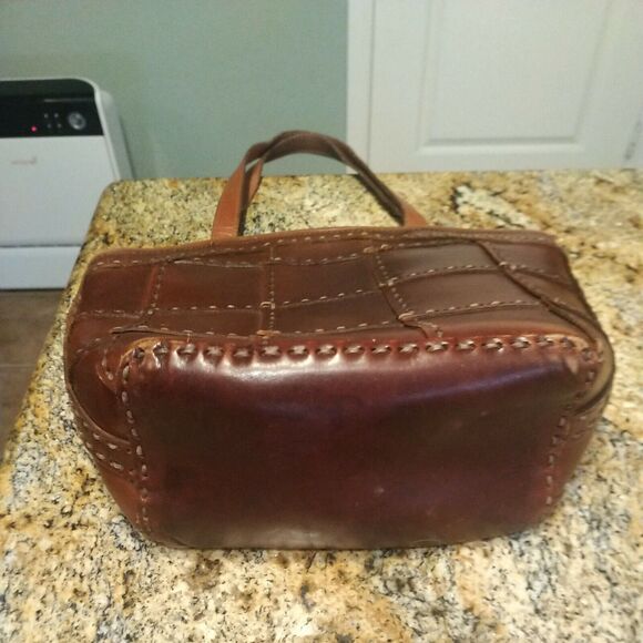 ELLEPI HAND BAG PURSE. Brown Leather Hand-made in Italy Nice - Picture 6 of 12